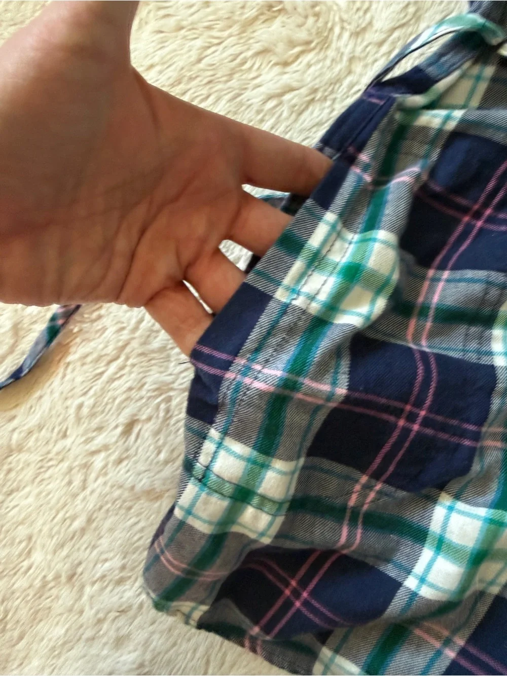 Old Navy Girls Blue Plaid Popover Flannel Dress Size S (6-7) Belted